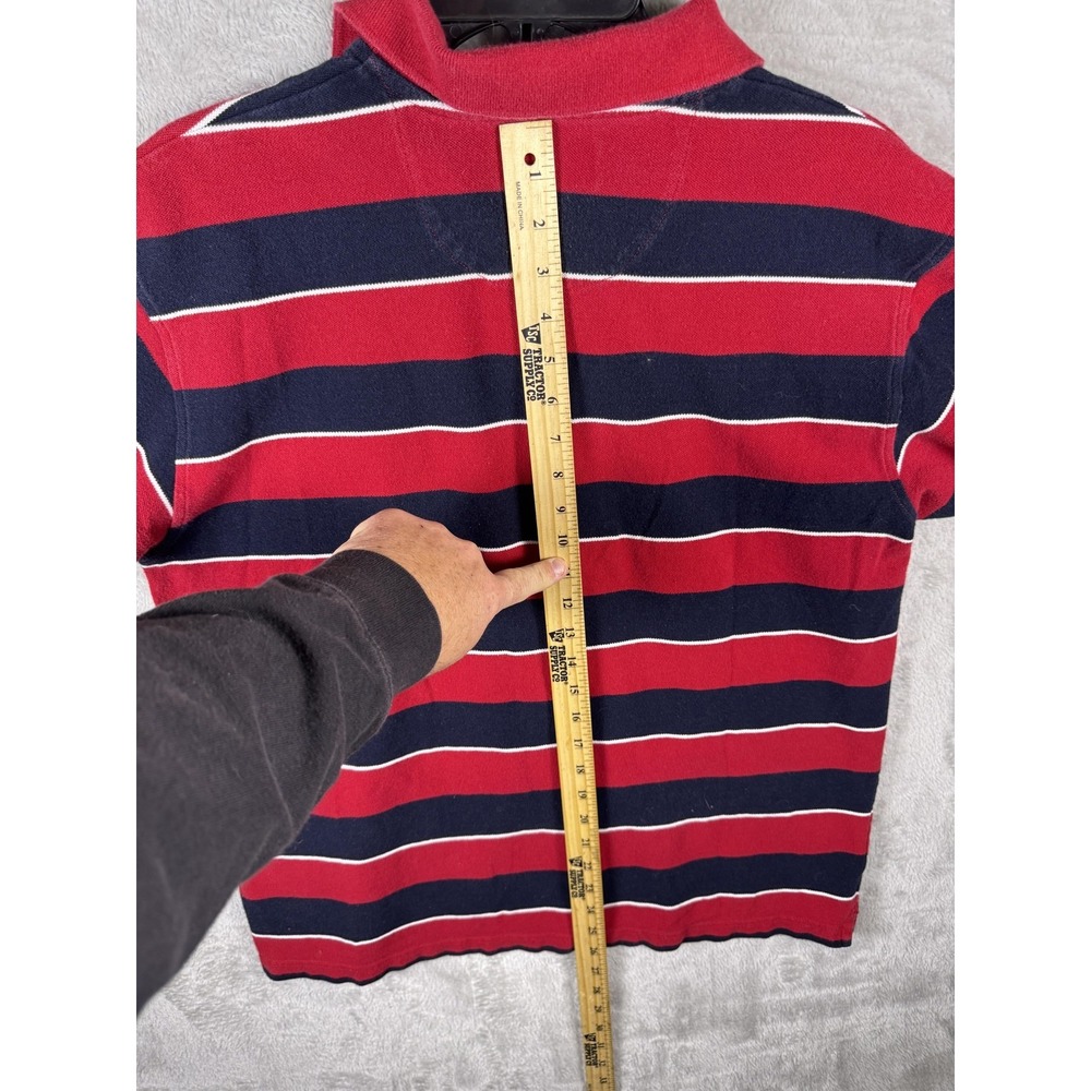 Chaps Ralph Lauren Polo Shirt Mens Large Red Navy Striped Short Sleeve Casual - Picture 6 of 9